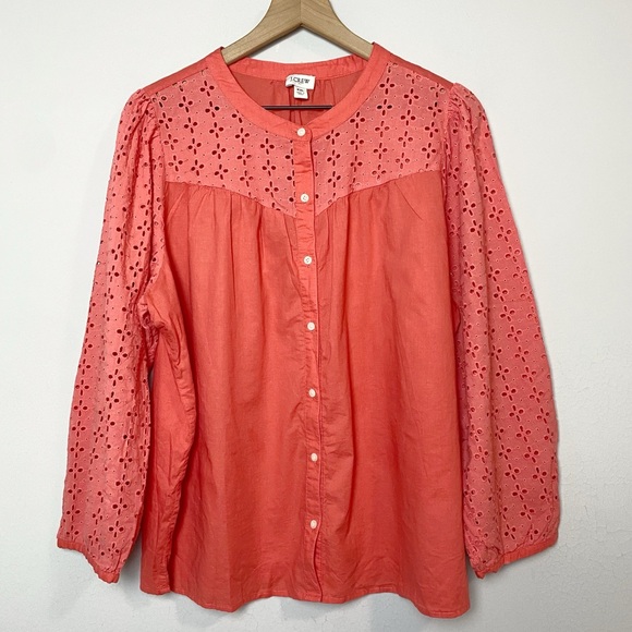 J. Crew Tops - J. Crew Mixed Media Eyelet Top